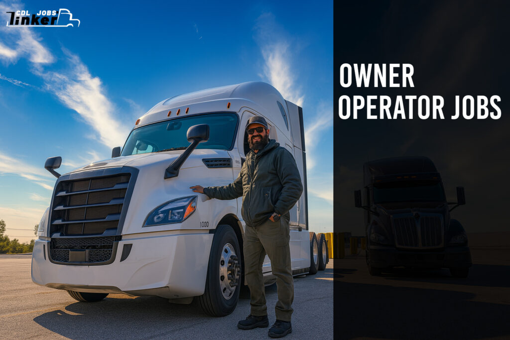 Professional truck driver standing next to white semi-truck for owner operator jobs in Florida