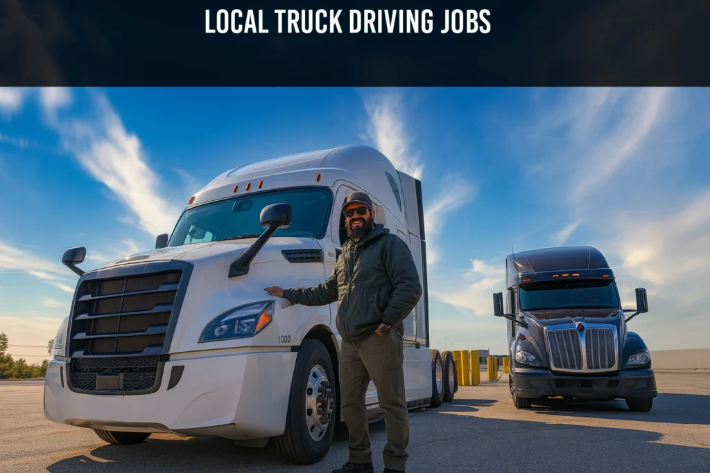 Local truck driver beside a semi-truck in Texas.